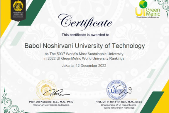 Obtaining the 1st rank of Iran's universities of technology in the UI GreenMetric World University Rankings 2022, in 2 indicators of &quot;Environment and Infrastructure&quot; and &quot;Waste Management&quot;
