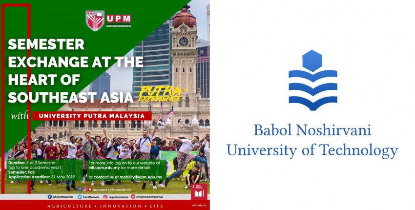 آغاز فراخوان طرح تبادل دانشجو میان دانشگاه صنعتی نوشیروانی بابل و دانشگاه UPM مالزی در ترم پاییز ۲۰۲۲/۲۰۲۳